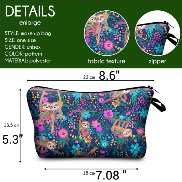 Sloth Themed Make Up Bag - Picture 8 of 8